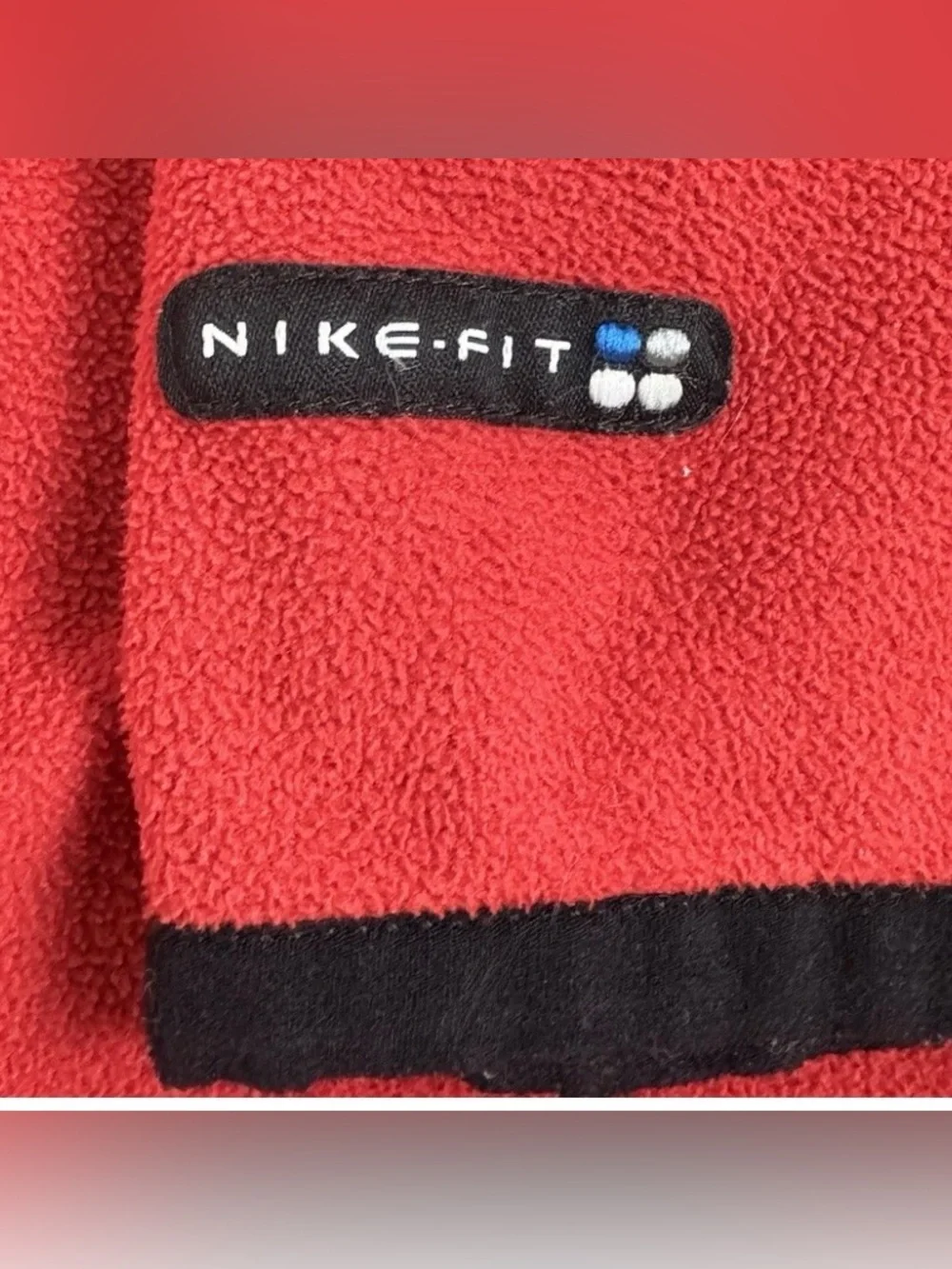 VTG 90’s Nike Fit 1/4 Zip Pullover Performance Fleece Red, Black Stretch Sides